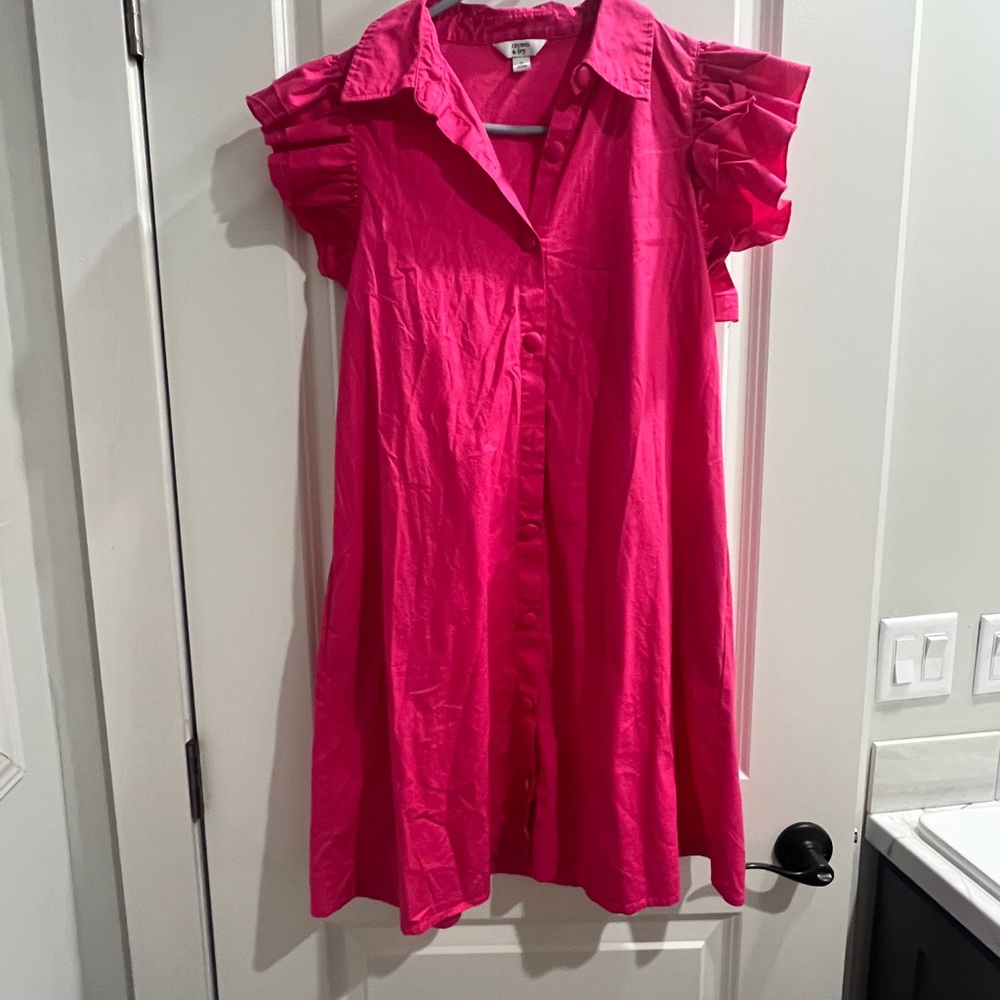 Crown & Ivy Fuchsia Button-Down Dress